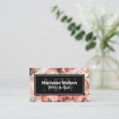 Carte De Visite Fleurs roses | Monogramme (Debout devant)