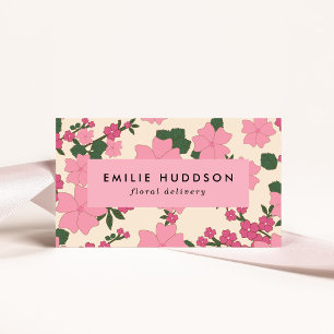 Carte De Visite Fleurs roses, Motif Floral, Fleuriste, Boutique De