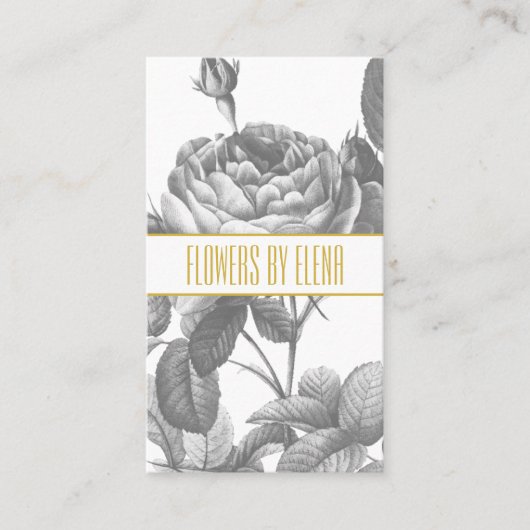 Carte De Visite Fleurs roses noires et blanches victoriennes chic (Devant)