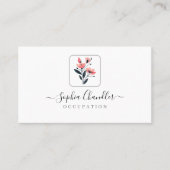 Carte De Visite Fleurs roses, Nom de script, Simple Classy (Devant)