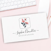 Carte De Visite Fleurs roses, Nom de script, Simple Classy