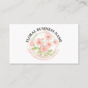 Carte De Visite Fleurs roses pâles en cercle