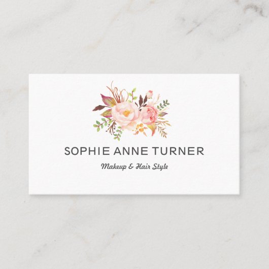 Carte De Visite Fleurs roses Style de maquillage professionnel (Devant)