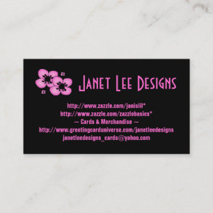 Carte De Visite Fleurs roses sur Noir~Carte de visite
