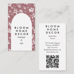 Carte De Visite Fleurs roses uniques Photographie QR Code Arch