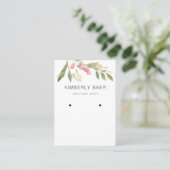 Carte De Visite Fleurs roses Verdure Or Blanc Écran d'oreille (Debout devant)