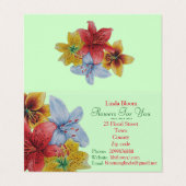 Carte De Visite fleurs rouge jaune bleu Lys fleuristes originaux B (Extérieur déplié)