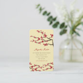 Carte De Visite Fleurs Rouge Sakura Fleurs Oriental Chic Cherry Bl (Debout devant)