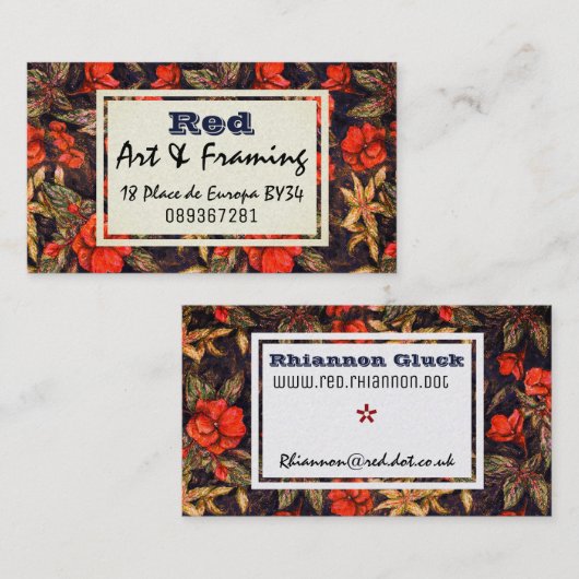 Carte de visite Fleurs rouges (Devant / Derrière)