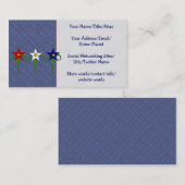 Carte De Visite Fleurs rouges, blanches, et bleues (Devant / Derrière)