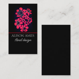 Carte De Visite fleurs rouges et noires audacieuses design floral