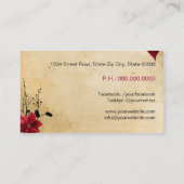 Carte De Visite Fleurs rouges et oiseaux amoureux (Dos)