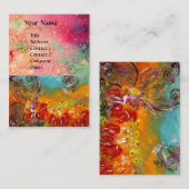 Carte De Visite FLEURS ROUGES FLEUVE Rose Vert Floral (Devant / Derrière)