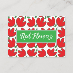 Carte De Visite Fleurs Rouges Floral