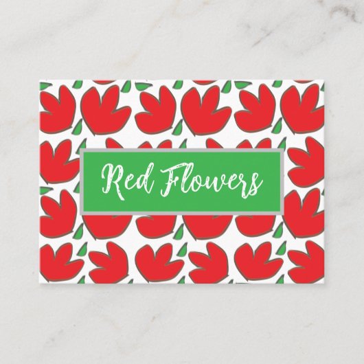 Carte De Visite Fleurs Rouges Floral (Devant)