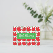 Carte De Visite Fleurs Rouges Floral (Debout devant)
