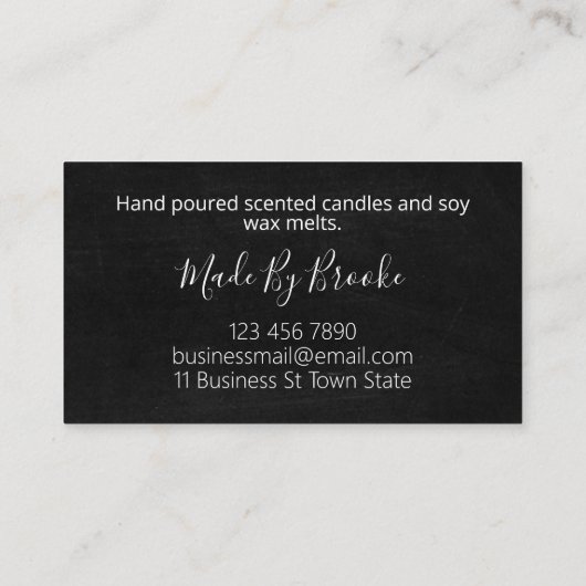 Carte De Visite Fleurs Rustiques Chandelles Fabriquées À La Main E (Dos)