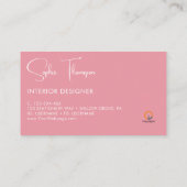 Carte De Visite Fleurs rustiques roses et or simples et élégantes (Dos)