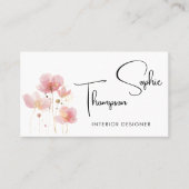 Carte De Visite Fleurs rustiques roses et or simples et élégantes (Devant)