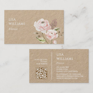 Carte De Visite Fleurs sauvages aquarelle Kraft