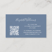 Carte De Visite Fleurs sauvages Bleu poussiéreux | Code QR (Dos)