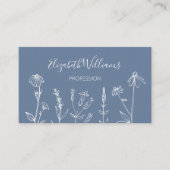 Carte De Visite Fleurs sauvages Bleu poussiéreux | Code QR (Devant)