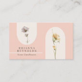 Carte De Visite Fleurs sauvages Boho modernes simples sur Rose dou (Devant)