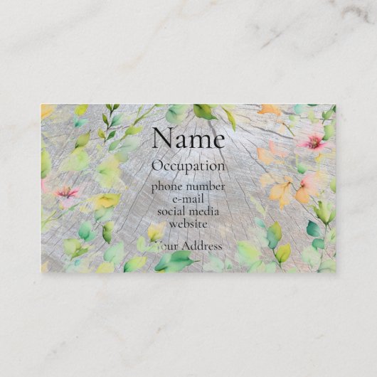 Carte De Visite Fleurs sauvages botaniques en difficulté à grain d (Dos)