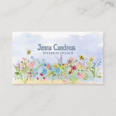 Carte De Visite Fleurs sauvages colorés d'aquarelle (Devant)