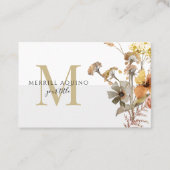 Carte De Visite Fleurs sauvages d'aquarelle Monogram (Devant)