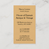 Carte De Visite Fleurs sauvages de damassé, COUVERTURE de LIVRE (Dos)