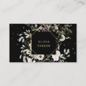Carte De Visite Fleurs sauvages délicats sur noir (Devant)
