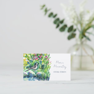 Carte De Visite Fleurs sauvages et une bergeronnette grise