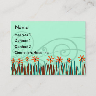 Carte De Visite Fleurs sauvages orange avec laiton bleu