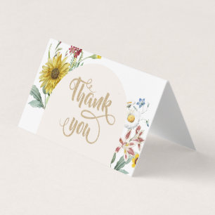 Carte De Visite Fleurs sauvages Papillons Tournesol Merci