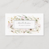 Carte De Visite Fleurs sauvages Verdure Parties scintillant or Car (Devant)