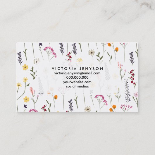 Carte De Visite Fleurs séchées à la main (Dos)