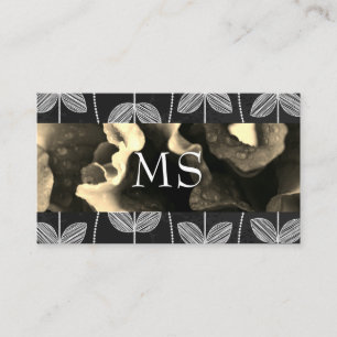 Carte De Visite Fleurs Sepia Chalk Doodle Motif