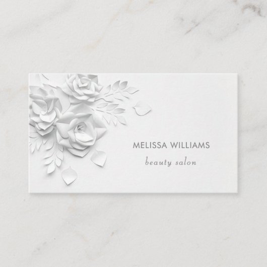 Carte De Visite Fleurs simples 3D blanches (Devant)