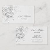 Carte De Visite Fleurs simples 3D blanches (Devant / Derrière)