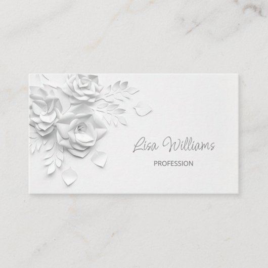 Carte De Visite Fleurs simples 3D blanches (Devant)