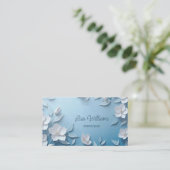 Carte De Visite Fleurs simples 3D blanches (Debout devant)