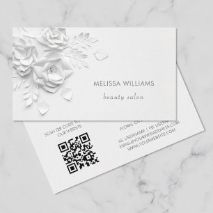 Carte De Visite Fleurs simples 3D blanches