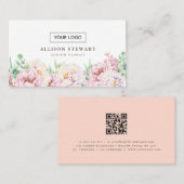 Carte de visite Fleurs simples avec code QR (Devant / Derrière)