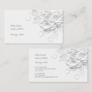Carte De Visite Fleurs simples blanches en 3D