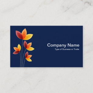 Carte De Visite Fleurs stylisées - Blanc sur Bleu foncé 001744