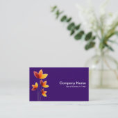 Carte De Visite Fleurs stylisées - Blanc sur violet profond (Debout devant)