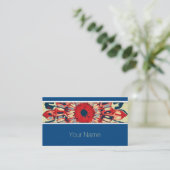 Carte De Visite FLEURS SUN Abstraites - bleu rouge + votre backgr. (Debout devant)