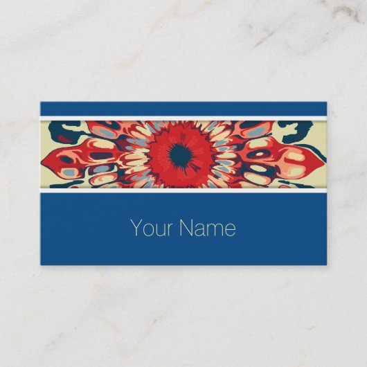 Carte De Visite FLEURS SUN Abstraites - bleu rouge + votre backgr. (Devant)