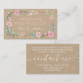 Carte De Visite Fleurs Sur Les Cheveux Naturels De Kraft (Devant / Derrière)